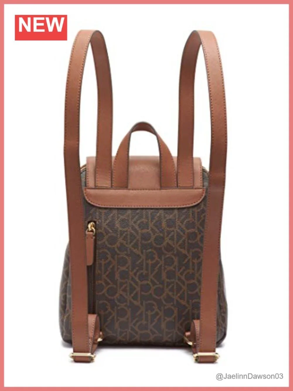 Monogram Leather Flap Backpack with Anti-Theft Pocket